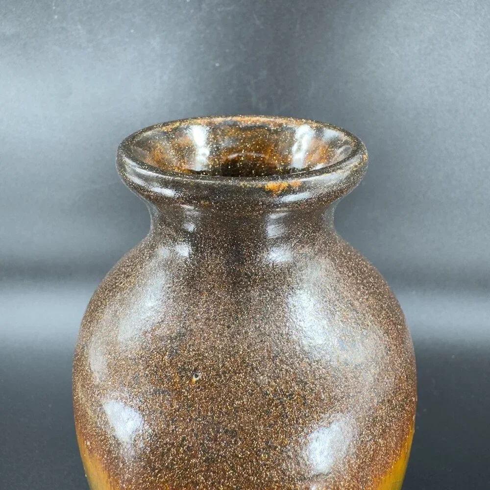 Bombay Ceramic Vase‎ Vessel With Shiny Crystalline Glaze Multicolor Pottery Vase